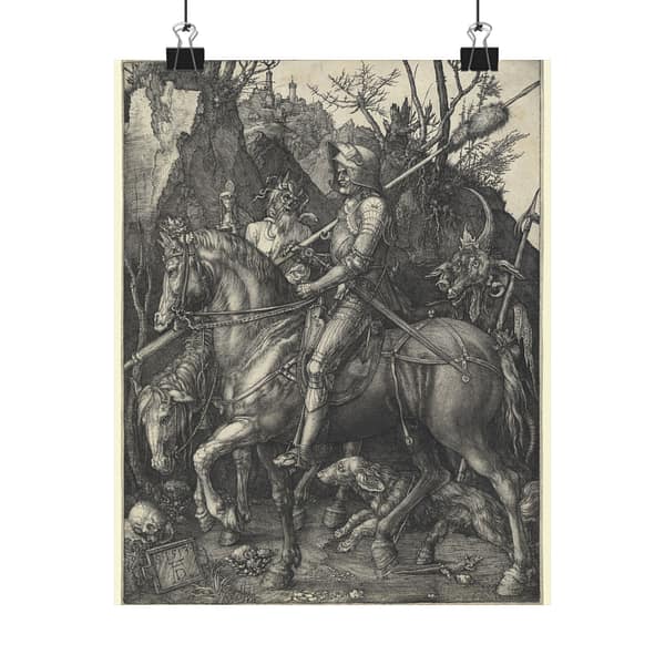 16082137543523943550_2048.jpeg Knight, Death, and the Devil – Albrecht Dürer (1513) – Renaissance Poster Print