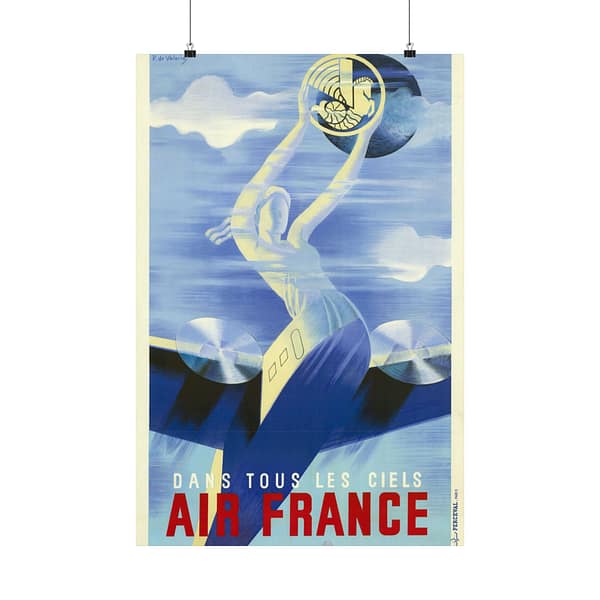 16250899829322201500_2048.jpeg Dans tous les ciels, Air France – Roger de Valerio (c. 1930s) – Vintage Travel Poster Print