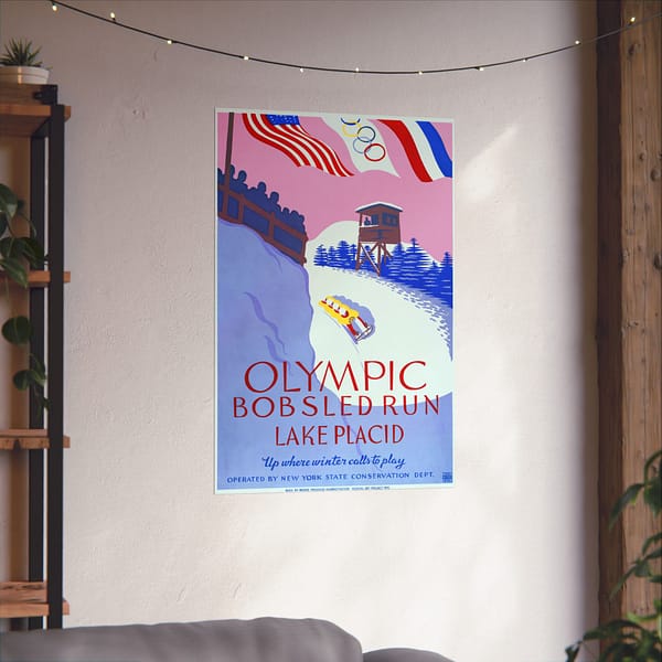 16323834818955352727_2048.jpeg Olympic Bobsled Run, Lake Placid – Works Progress Administration (c. 1937) – Vintage Travel Poster Print