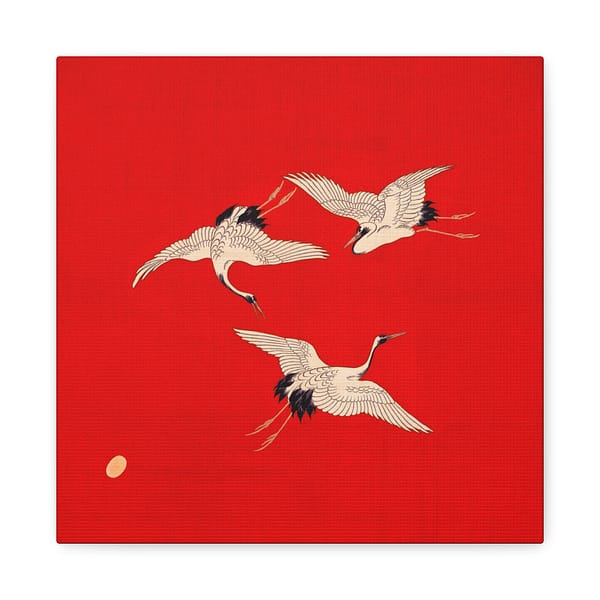 16429491374486975464_2048.jpeg Three Cranes on Vermilion - Japanese Furoshiki Canvas Print