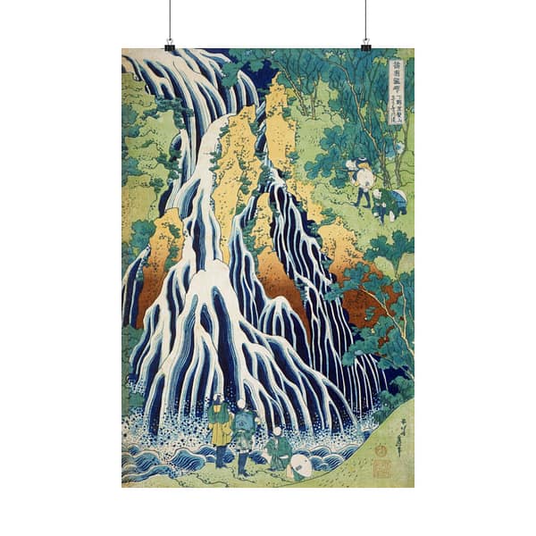 16601200204014509531_2048.jpeg Pilgrims at Kirifuri Waterfall on Mount Kurokami in Shimotsuke Province - Katsushika Hokusai (c. 1831-32) - Japanese Woodblock Poster Print