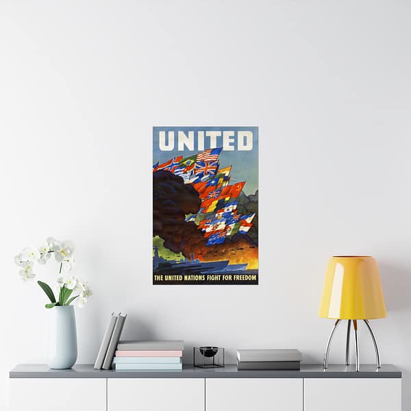 16888188989251150247_2048.jpeg UNITED - The United Nations fight for freedom - Leslie Ragan (1943) - Patriotic WWII Poster Print