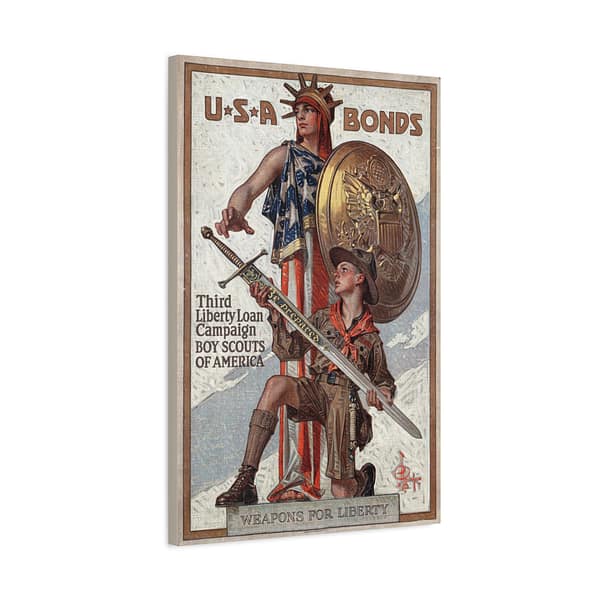 17055257972927603599_2048.jpeg Weapons for Liberty - U.S.A. bonds - J.C. Leyendecker (c. 1918) - Patriotic WWI Canvas Print