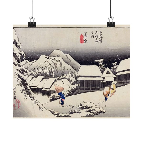 17314369013914298820_2048.jpeg Evening Snow at Kanbara – Utagawa Hiroshige (1833) – Japanese Woodblock Poster Print