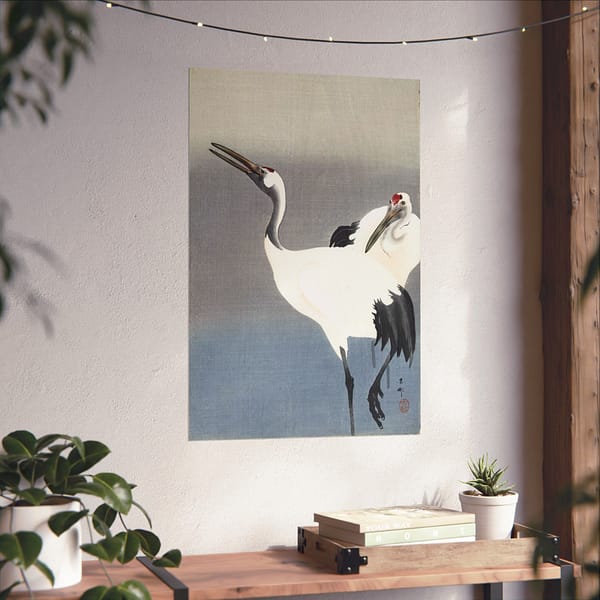 17324700081470044553_2048-1.jpeg Two Cranes – Ohara Koson (c. 1910) – Japanese Woodblock Poster Print
