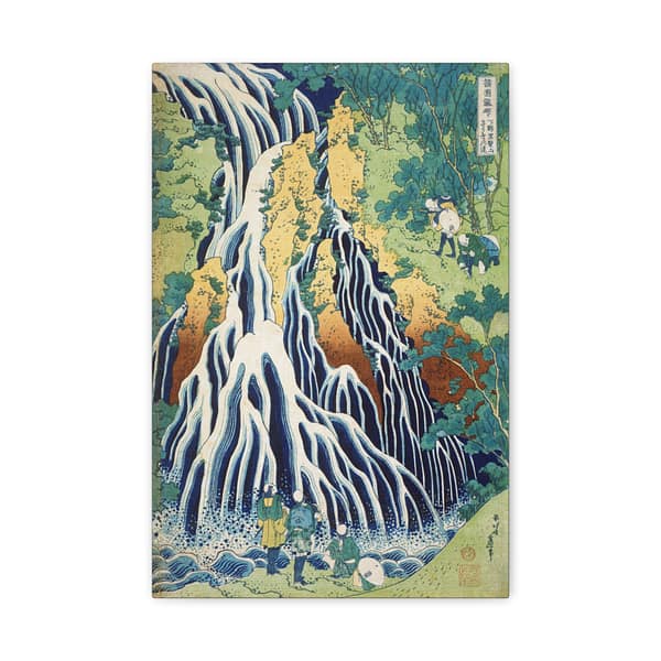 17480272054413412757_2048.jpeg Pilgrims at Kirifuri Waterfall on Mount Kurokami in Shimotsuke Province - Katsushika Hokusai (c. 1831-32) - Japanese Woodblock Canvas Print