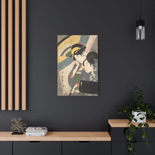 17487501853611233267_2048.jpeg Geisha and Attendant on a Rainy Night – Kitagawa Utamaro (c. 1797) – Japanese Woodblock Canvas Print