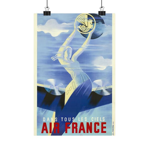 17497416996391087602_2048.jpeg Dans tous les ciels, Air France – Roger de Valerio (c. 1930s) – Vintage Travel Poster Print