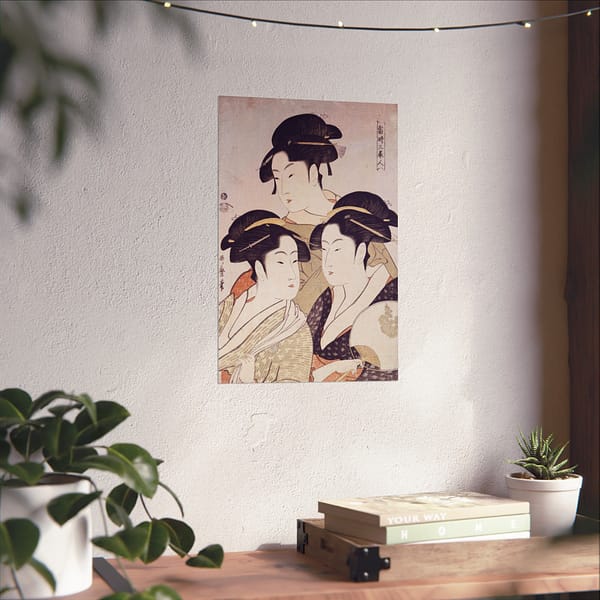 17727039626603047918_2048.jpeg Three Beauties of the Present Day - Kitagawa Utamaro (c. 1792-93) - Japanese Woodblock Poster Print