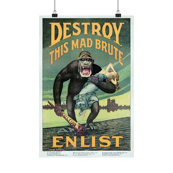 17989066838700736580_2048.jpeg Destroy this Mad Brute - Enlist - Harry Ryle Hopps (1917) - Patriotic WWI Poster Print