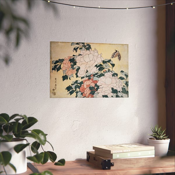 18069424139353466715_2048.jpeg Peonies and Butterfly – Katsushika Hokusai (c. 1833-34) – Japanese Woodblock Poster Print