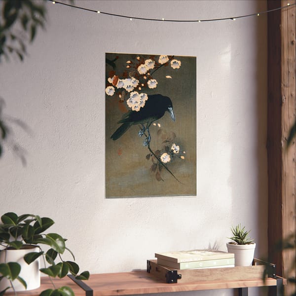 18089461697486093063_2048.jpeg Crow and Blossom – Ohara Koson (c. 1910) – Japanese Woodblock Poster Print