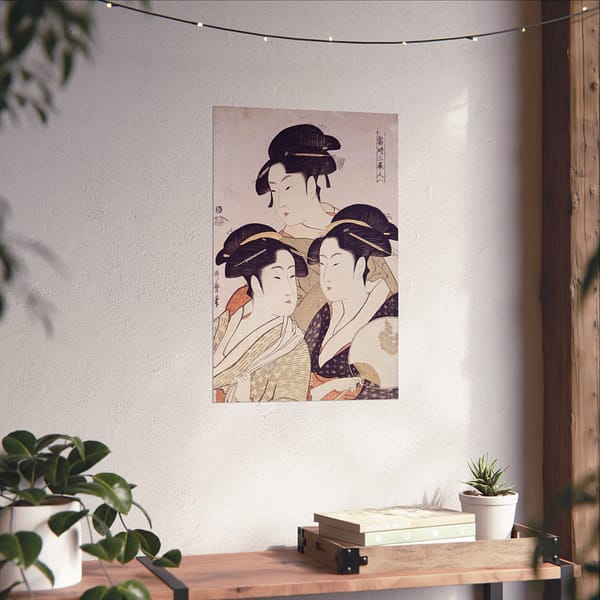 18233559953085257212_2048.jpeg Three Beauties of the Present Day - Kitagawa Utamaro (c. 1792-93) - Japanese Woodblock Poster Print