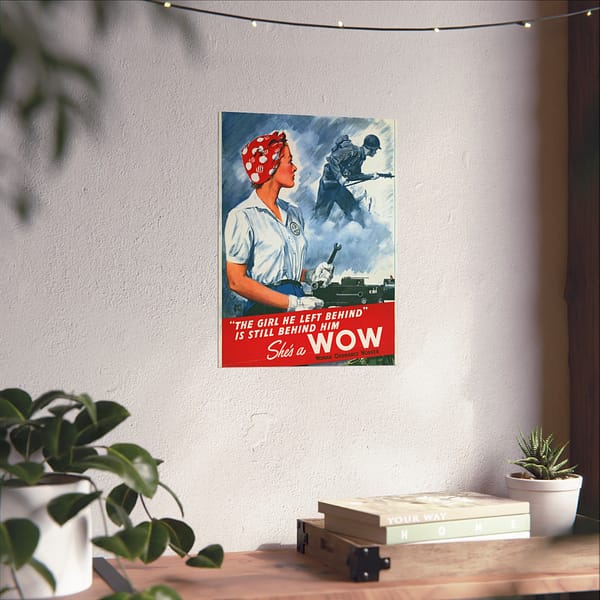 18354966374507559056_2048-1.jpeg The girl he left behind is still behind him - She's a WOW - Adolph Treidler (1943) - Patriotic WWII Poster Print