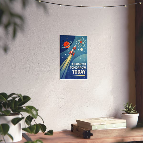 2029746342678879282_2048.jpeg A Brighter Tomorrow, Today – LUNE Original – Atomic Age Poster Print