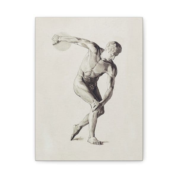 2147353889092561621_2048.jpeg Gipsmodel van Discuswerper - Male Anatomical Study - Jan Veth (c. 1874-1925) - Vintage Art Canvas Print