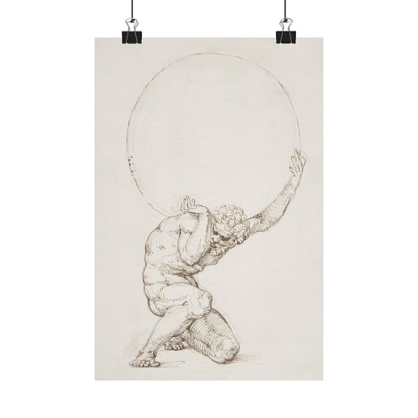 2147714685699032086_2048.jpeg Crouching Figure of Atlas - Baldassare Tommaso Peruzzi (c. 1481–1536) - Vintage Art Poster Print