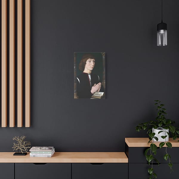 2202195129153933446_2048.jpeg Portrait of a Young Man at Prayer – Hans Memling (c. 1485-1490) – Renaissance Canvas Print