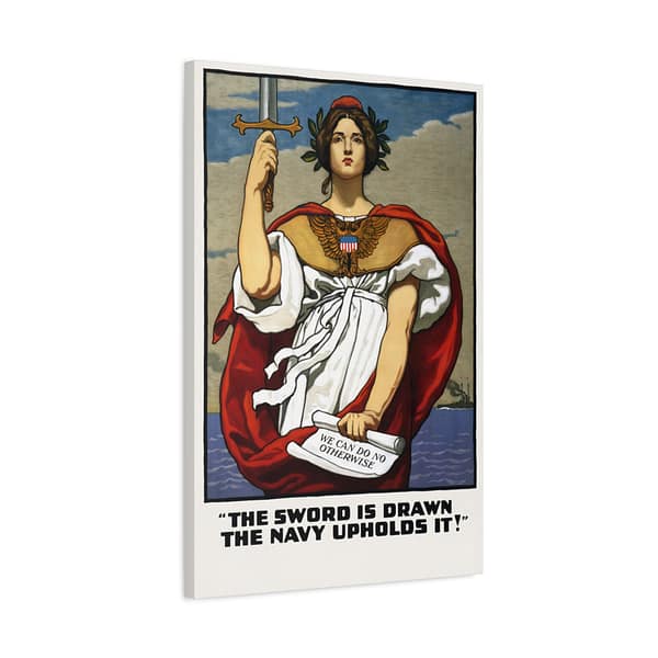 2257235721376008568_2048.jpeg The Sword is Drawn, the Navy Upholds it! - Kenyon Cox (1917) - Patriotic WWI Canvas Print