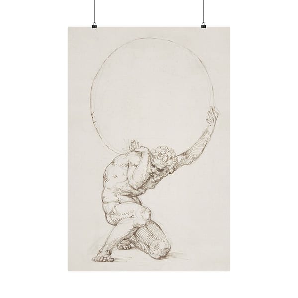2279349192508929314_2048.jpeg Crouching Figure of Atlas - Baldassare Tommaso Peruzzi (c. 1481–1536) - Vintage Art Poster Print