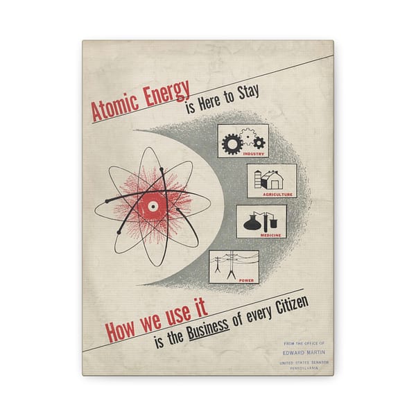 2351793077940925432_2048.jpeg Atomic Energy Is Here to Stay – U.S. Government (c. 1950s) – Atomic Age Canvas Print