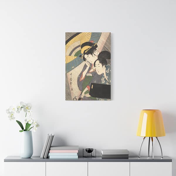 247909698624133237_2048.jpeg Geisha and Attendant on a Rainy Night – Kitagawa Utamaro (c. 1797) – Japanese Woodblock Canvas Print