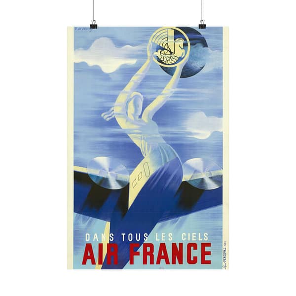 256327621369818866_2048.jpeg Dans tous les ciels, Air France – Roger de Valerio (c. 1930s) – Vintage Travel Poster Print
