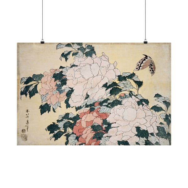 2583673714512753113_2048.jpeg Peonies and Butterfly – Katsushika Hokusai (c. 1833-34) – Japanese Woodblock Poster Print