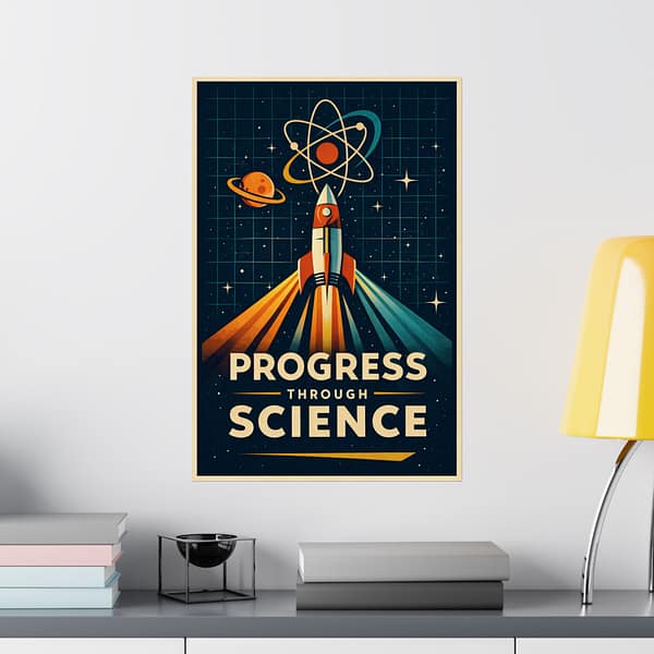 2604759548065305520_2048.jpeg Progress Through Science – LUNE Original – Atomic Age Poster Print