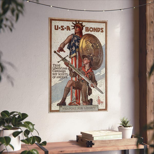 2636830077500880435_2048.jpeg Weapons for Liberty - U.S.A. bonds - J.C. Leyendecker (c. 1918) - Patriotic WWI Poster Print