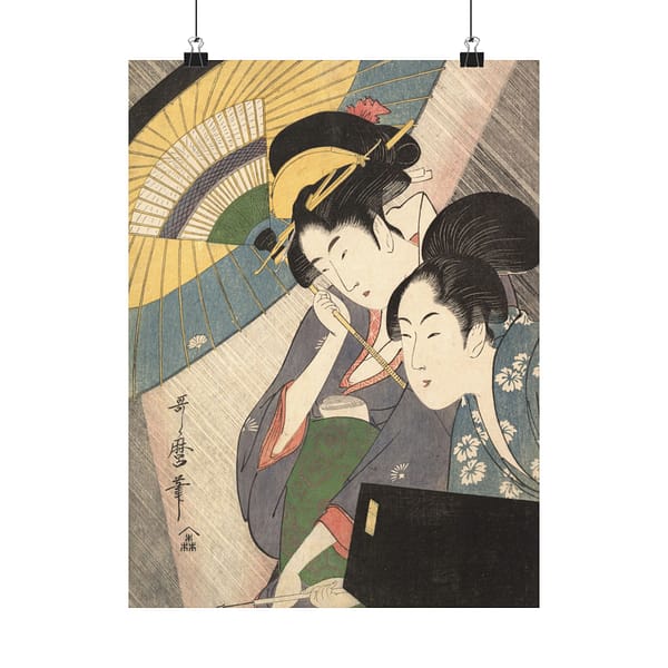 2682614177796327961_2048.jpeg Geisha and Attendant on a Rainy Night – Kitagawa Utamaro (c. 1797) – Japanese Woodblock Poster Print