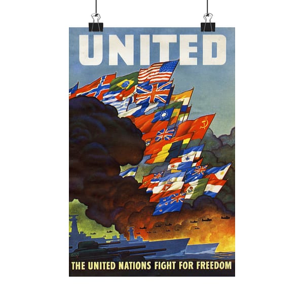 2811881088254394888_2048.jpeg UNITED - The United Nations fight for freedom - Leslie Ragan (1943) - Patriotic WWII Poster Print