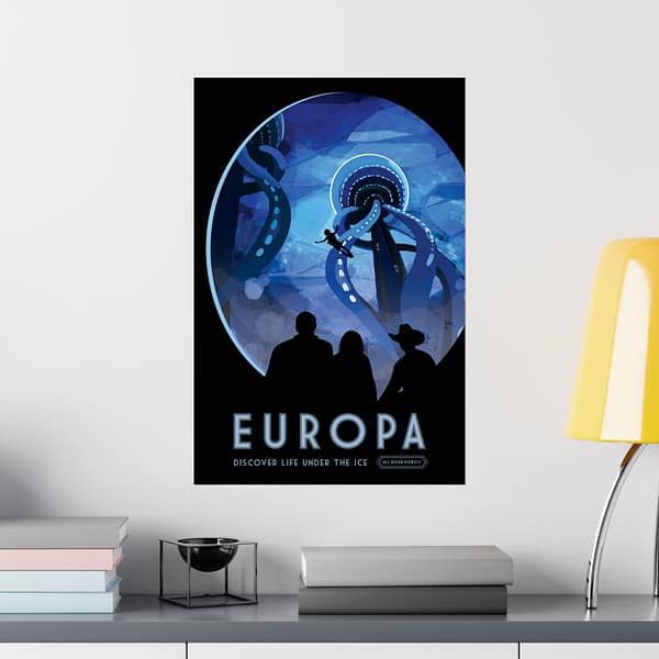 2909651980878941066_2048.jpeg Europa - Discover Life Under the Ice - NASA Travel Ad (2016) - Space Age Poster Print