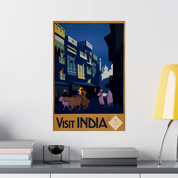 2974569108339980951_2048.jpeg Visit India, A Street by Moonlight – India State Railways Bureau (c. 1920) – Vintage Travel Poster Print