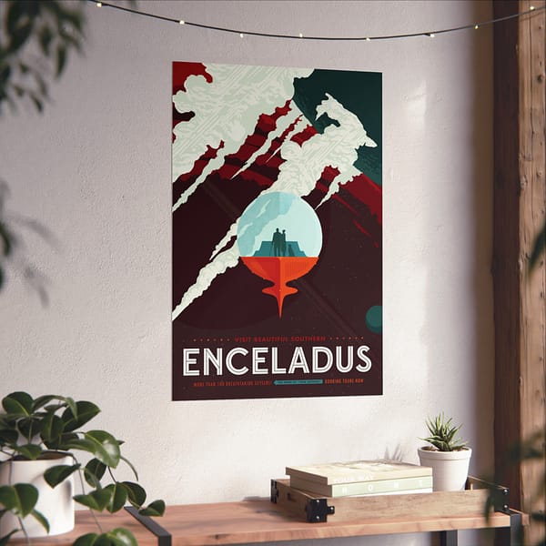 3032824695665945407_2048.jpeg Visit Beautiful Southern Enceladus - NASA Travel Ad (2016) - Space Age Poster Print