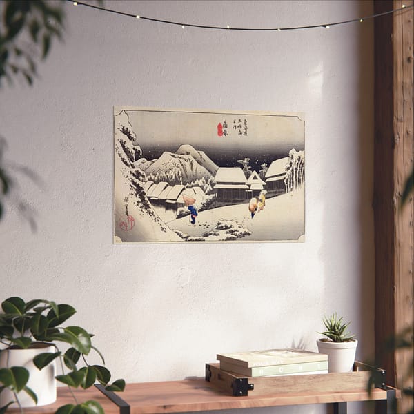 3045551769488099548_2048.jpeg Evening Snow at Kanbara – Utagawa Hiroshige (1833) – Japanese Woodblock Poster Print