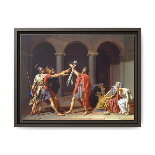 3093236241259308702_2048.jpeg Oath of the Horatii – Jacques-Louis David (1784) – Classical Framed Canvas Print