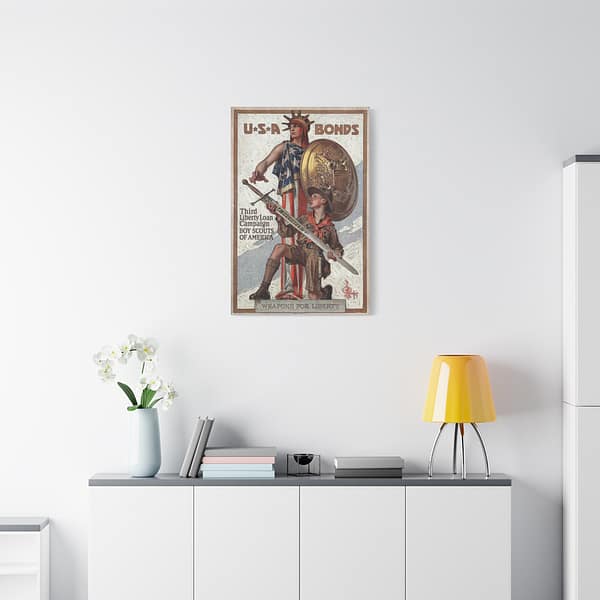 3097284433096825731_2048.jpeg Weapons for Liberty - U.S.A. bonds - J.C. Leyendecker (c. 1918) - Patriotic WWI Canvas Print