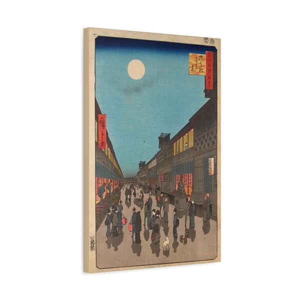 3163552832055176430_2048.jpeg Night View of Saruwaka-machi (Saruwaka-machi Yoru no Kei) - Utagawa Hiroshige (1856) - Japanese Woodblock Canvas Print