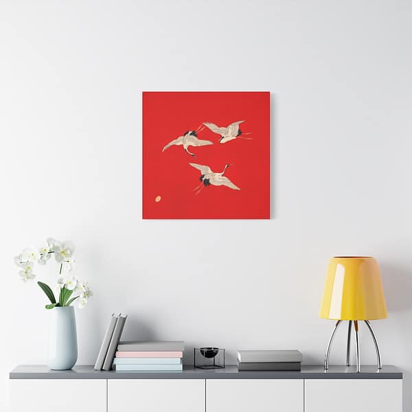 3365655948716787234_2048.jpeg Three Cranes on Vermilion - Japanese Furoshiki Canvas Print