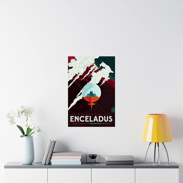 3368725508966760700_2048.jpeg Visit Beautiful Southern Enceladus - NASA Travel Ad (2016) - Space Age Poster Print