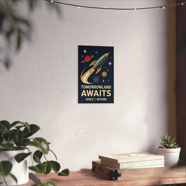 3461258569715855421_2048.jpeg Tomorrowland Awaits, Space & Beyond – LUNE Original – Space Age Poster Print