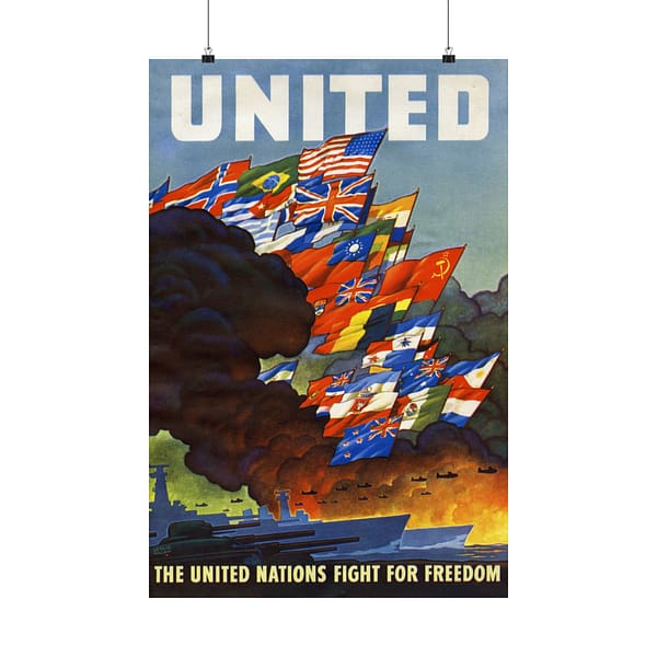 3583338102036243855_2048.jpeg UNITED - The United Nations fight for freedom - Leslie Ragan (1943) - Patriotic WWII Poster Print