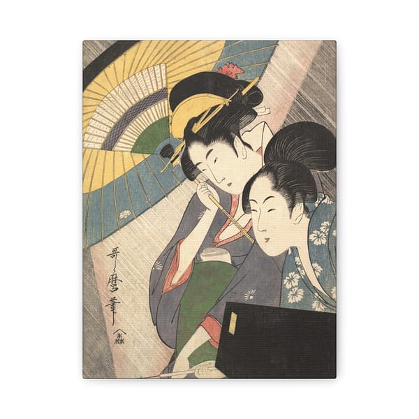 364932893171737253_2048.jpeg Geisha and Attendant on a Rainy Night – Kitagawa Utamaro (c. 1797) – Japanese Woodblock Canvas Print