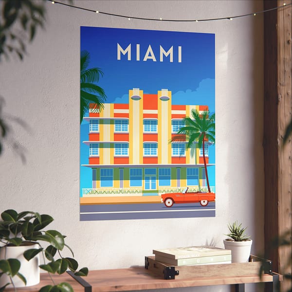 3798358809386568307_2048.jpeg Miami, Florida - LUNE Original - Vintage Art Deco Style Travel Poster Print