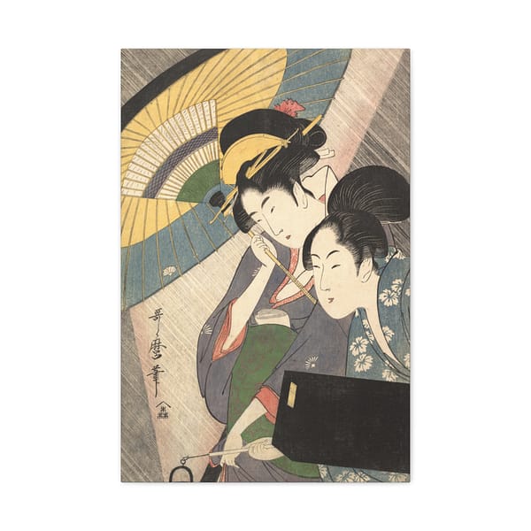 3889500970146143005_2048.jpeg Geisha and Attendant on a Rainy Night – Kitagawa Utamaro (c. 1797) – Japanese Woodblock Canvas Print