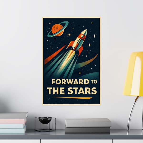 3957067884145065951_2048.jpeg Forward to the Stars – LUNE Original – Space Age Poster Print