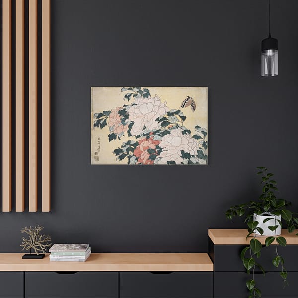 3961032413971597444_2048.jpeg Peonies and Butterfly – Katsushika Hokusai (c. 1833-34) – Japanese Woodblock Canvas Print