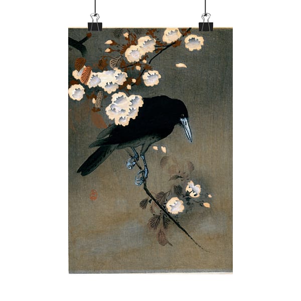 4128043588187628596_2048.jpeg Crow and Blossom – Ohara Koson (c. 1910) – Japanese Woodblock Poster Print