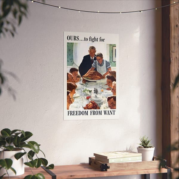 4223658061595270047_2048.jpeg OURS... to fight for - Freedom From Want - Norman Rockwell (1943) - Patriotic WWII Poster Print